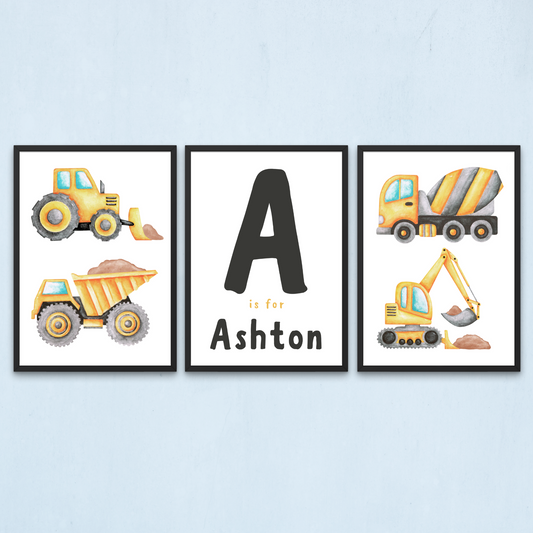 Personalised Construction Vehicles - Set of 3