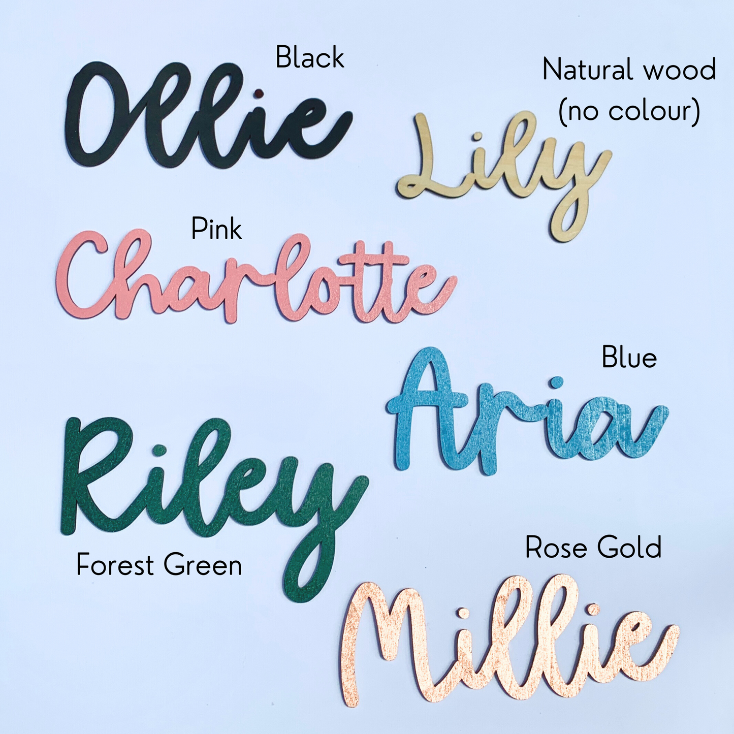 Personalised Wooden Name Plaque colours