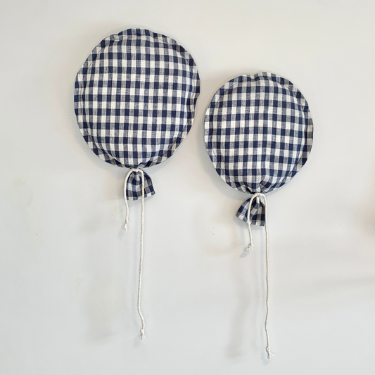 Fabric Balloons  - Navy Gingham (Linen)