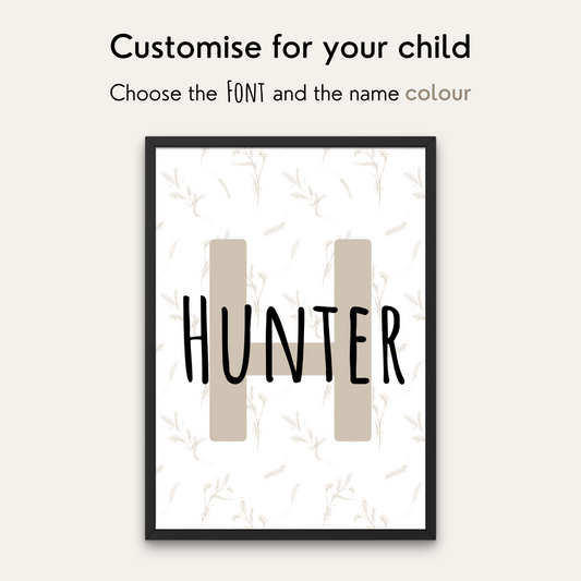 Personalised prints mockup image with font and colour preferences for customer