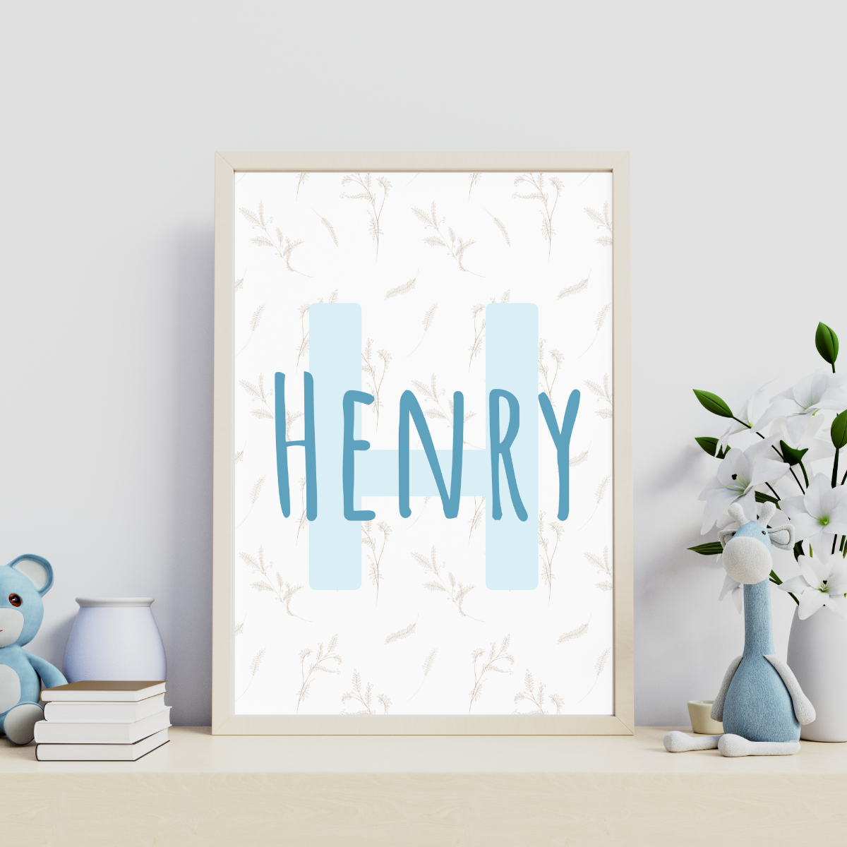 Personalised prints mockup image with font and colour preferences for customer