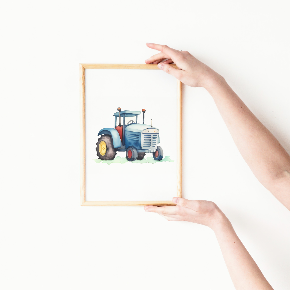 Mockup of vintage blue tractor print