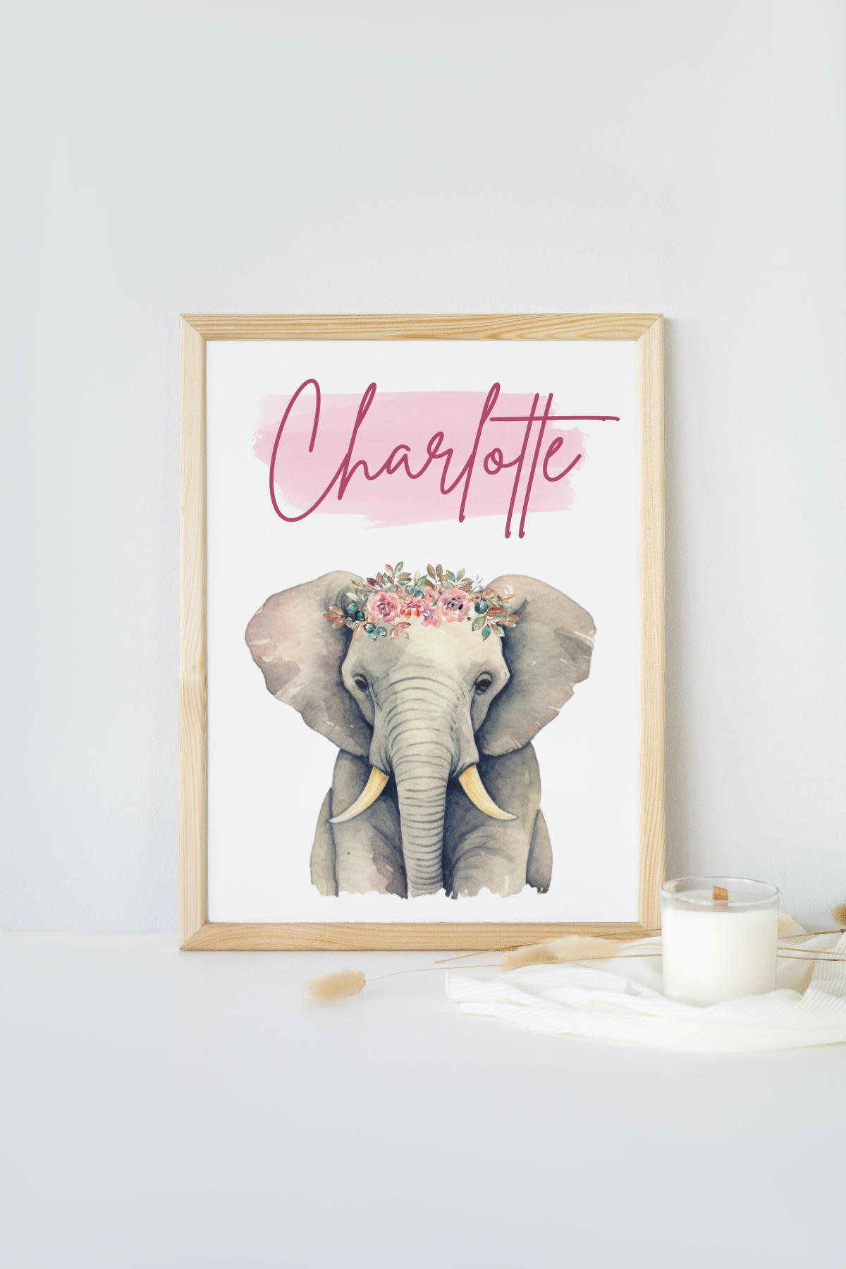 Elephant with baby girl name sign