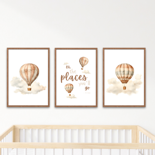 Mockup of Nursery Wall Art - Hot Air Balloons