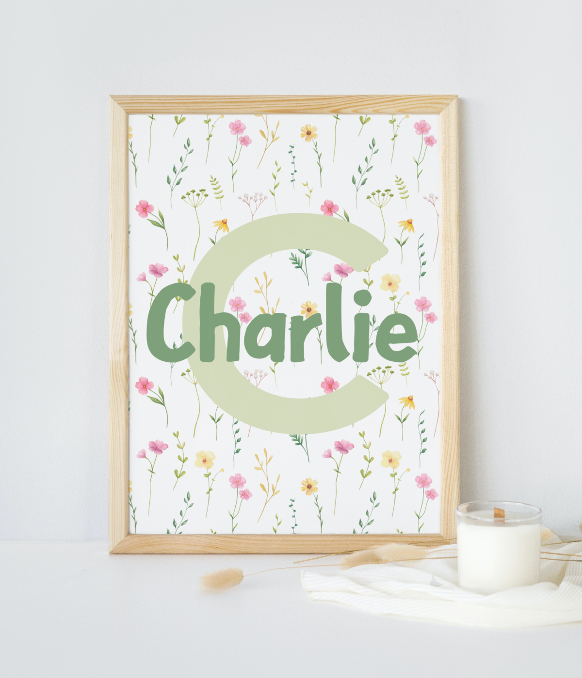 Personalised prints mockup image with font and colour preferences for customer