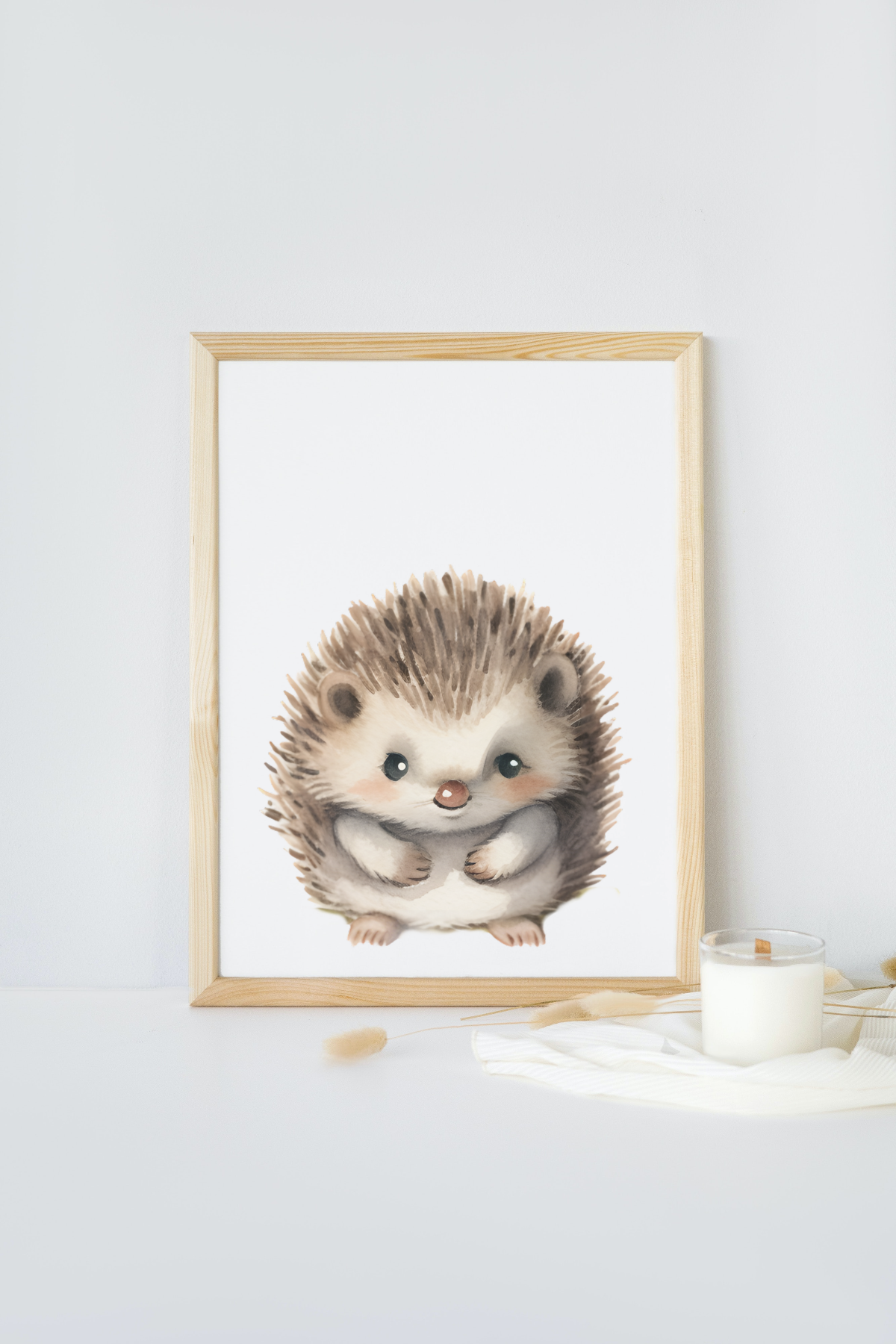 Baby hedgehog nursery print mockup