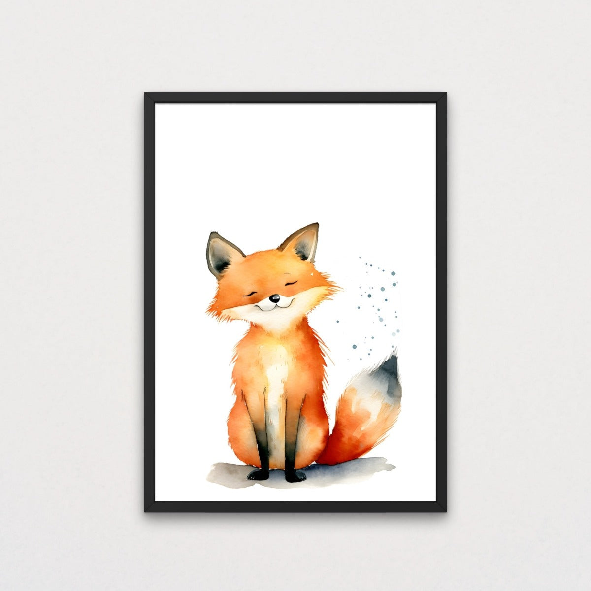Mockup of woodland fox watercolour grey wall