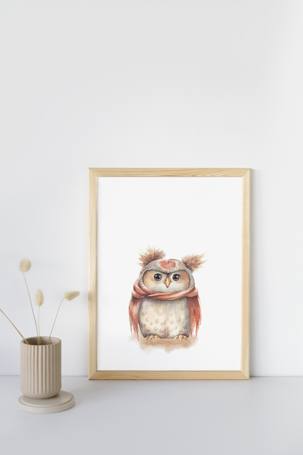 Mockup of single owl on wall