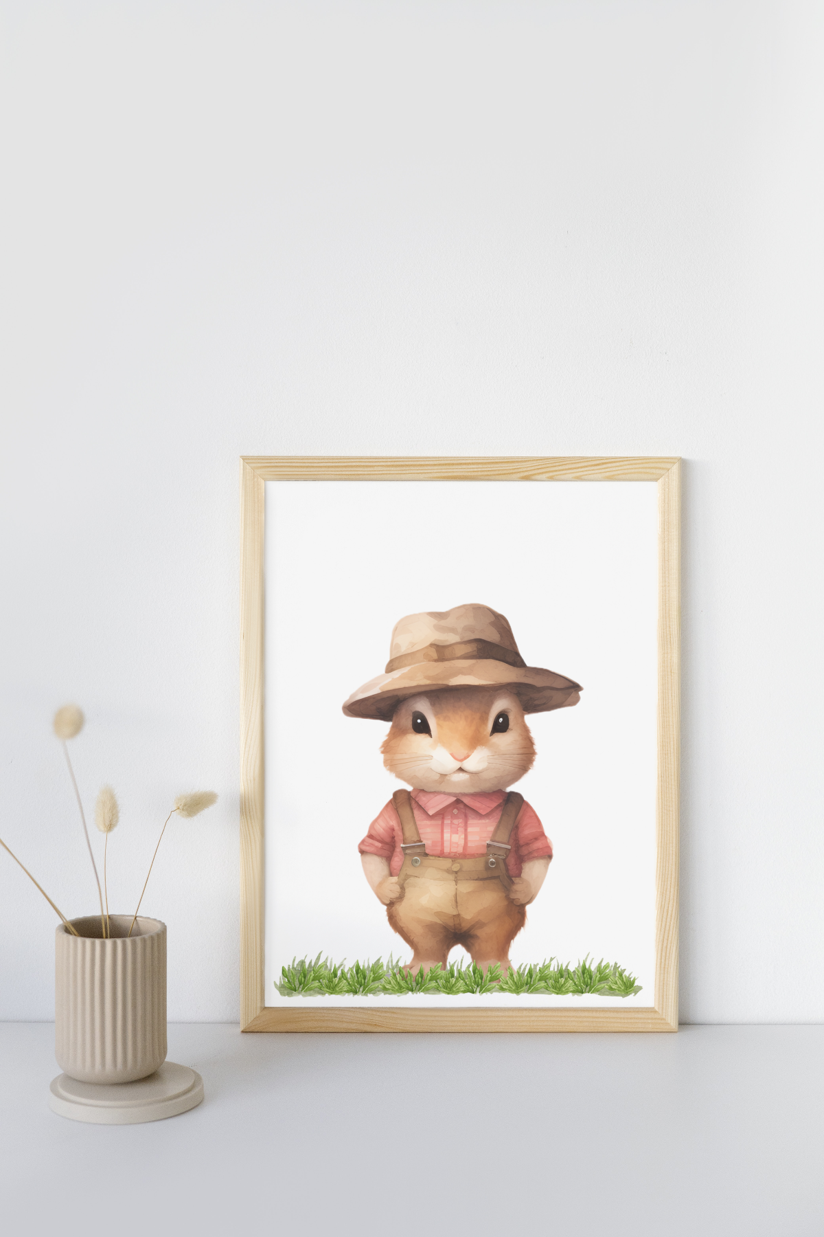 Mockup of a farm bunny woodland theme print
