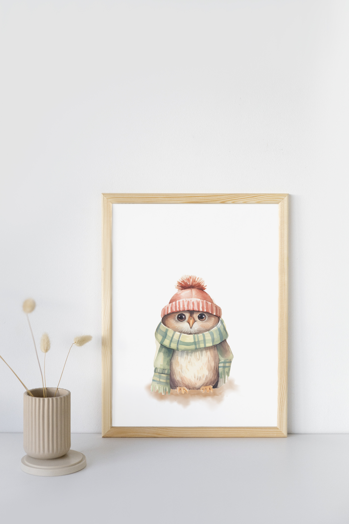 Mockup of Nursery print owl in situ