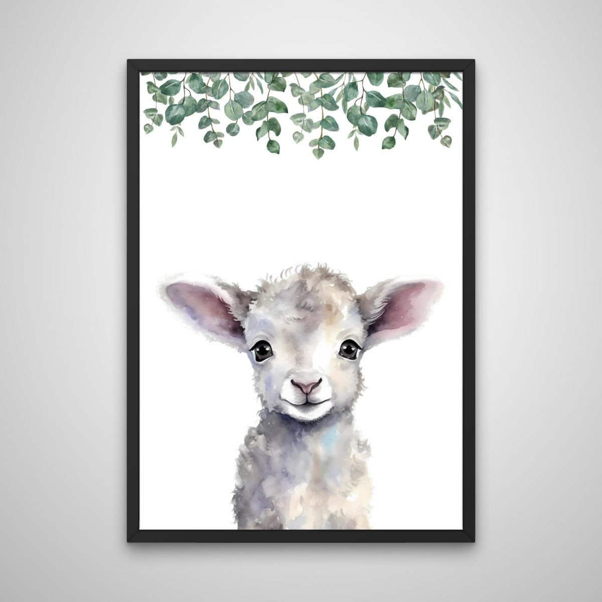 Mockup of baby lamb nursery print