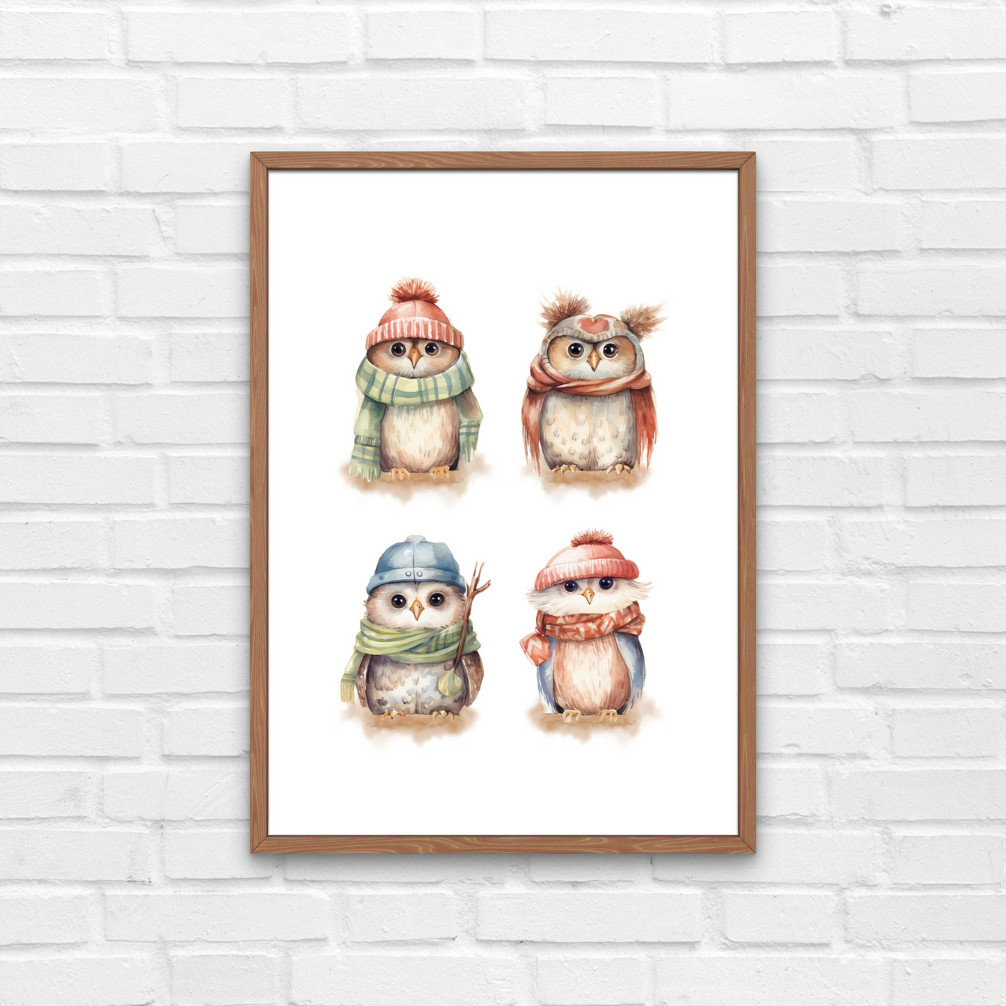 Woodland Owl nursery print in a square