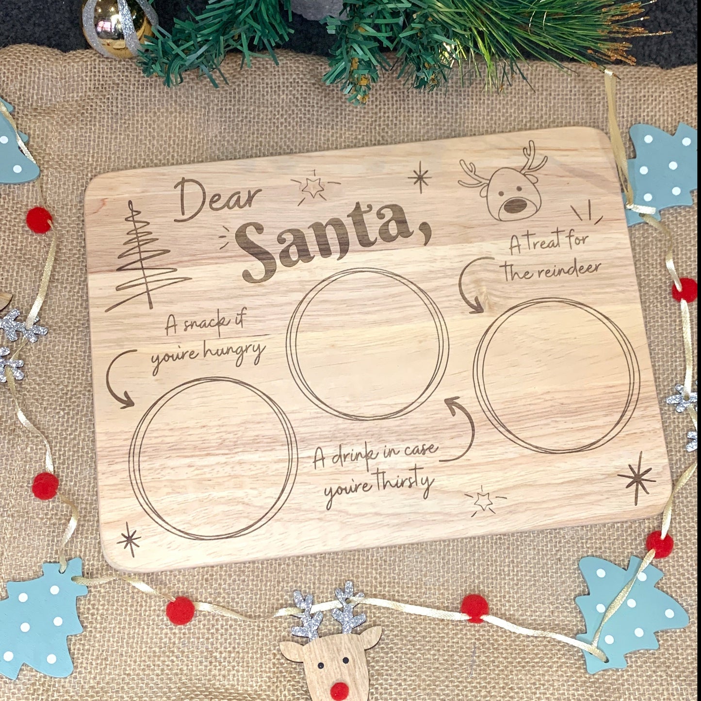 Wooden santa treat board